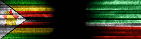 Zimbabwe Chechnya Flags Black Background — Stock Photo, Image