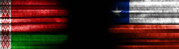 Bielorrusia Chile Banderas Sobre Fondo Negro —  Fotos de Stock