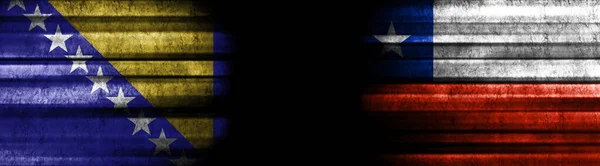 Флаги Боснии Герцеговины Чили Чёрном Фоне — стоковое фото