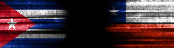 Bandeiras Cuba Chile Fundo Preto — Fotografia de Stock