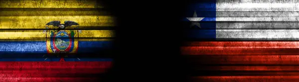 Ecuador Chile Flags Black Background — Stock Photo, Image