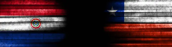 Banderas Paraguay Chile Sobre Fondo Negro —  Fotos de Stock