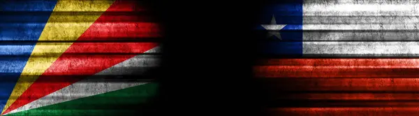 Banderas Seychelles Chile Sobre Fondo Negro — Foto de Stock