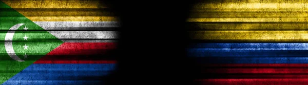 Banderas Comoras Colombia Sobre Fondo Negro — Foto de Stock