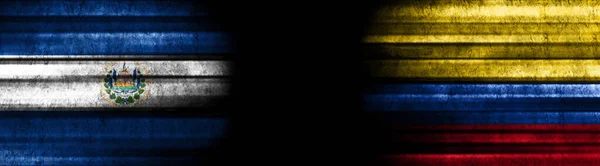 Salvador Colombia Flags Black Background — Stock Photo, Image