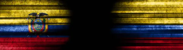 Еквадор Колумбія Прапори Чорному Тлі — стокове фото