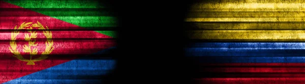 Флаги Эритреи Колумбии Чёрном Фоне — стоковое фото