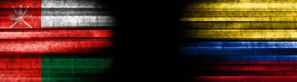 Флаги Омана Колумбии Чёрном Фоне — стоковое фото