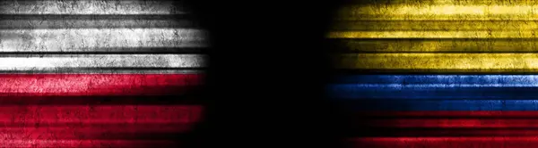 Poland Colombia Flags Black Background — Stock Photo, Image
