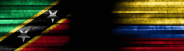 Σημαίες Αγίου Χριστόφορου Και Νέβις Και Κολομβίας Μαύρο Φόντο — Φωτογραφία Αρχείου