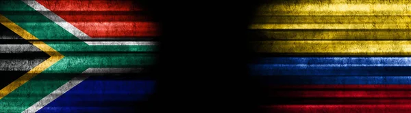 Bandiere Sudafrica Colombia Sfondo Nero — Foto Stock