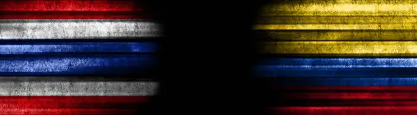 Флаги Таиланда Колумбии Чёрном Фоне — стоковое фото