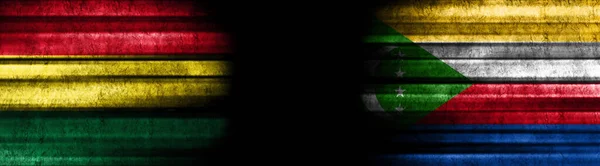 Banderas Bolivia Comoras Sobre Fondo Negro —  Fotos de Stock