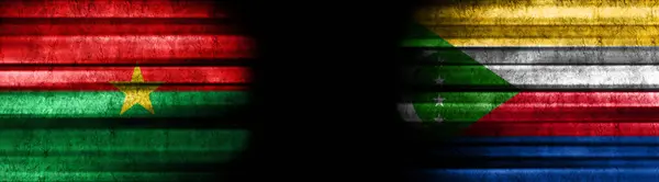 Burkina Faso Comoras Banderas Sobre Fondo Negro — Foto de Stock