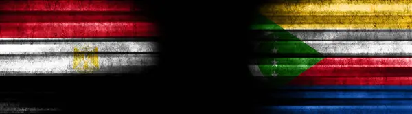 Egypt Komorské Vlajky Černém Pozadí — Stock fotografie