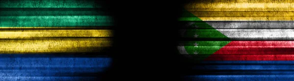 Gabón Comoras Banderas Sobre Fondo Negro —  Fotos de Stock