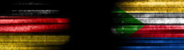 Banderas Alemania Comoras Sobre Fondo Negro — Foto de Stock