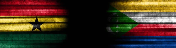 Ghana Comoras Banderas Sobre Fondo Negro — Foto de Stock