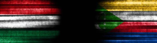 Banderas Hungría Comoras Sobre Fondo Negro —  Fotos de Stock