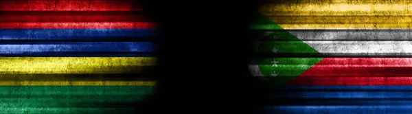 Mauritius Comore Bandiere Sfondo Nero — Foto Stock