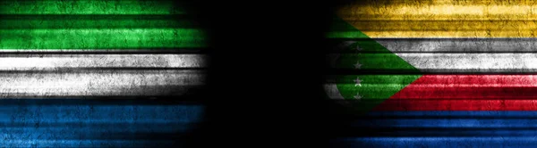 Banderas Sierra Leona Comoras Sobre Fondo Negro — Foto de Stock