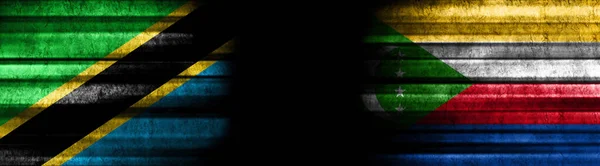 Флаги Танзании Коморских Островов Чёрном Фоне — стоковое фото