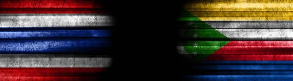 Thailand Comoros Flags Black Background — Stock Photo, Image