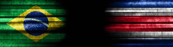 Бразилія Коста Рика Прапори Чорному Тлі — стокове фото