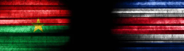 Burkina Faso Costa Rica Vlaggen Zwarte Achtergrond — Stockfoto