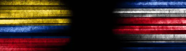 Σημαίες Κολομβίας Και Κόστα Ρίκα Μαύρο Φόντο — Φωτογραφία Αρχείου
