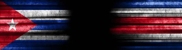 Куба Коста Ріка Прапори Чорному Тлі — стокове фото