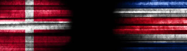 Dánia Costa Rica Zászlók Fekete Háttér — Stock Fotó