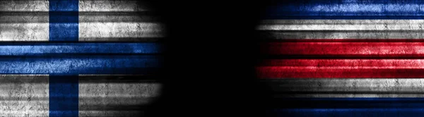 Finsko Kostarika Vlajky Černém Pozadí — Stock fotografie