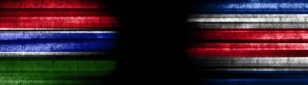 Σημαίες Γκάμπια Και Κόστα Ρίκα Μαύρο Φόντο — Φωτογραφία Αρχείου