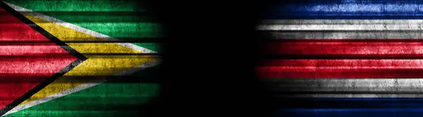 Bandiere Guyana Costa Rica Sfondo Nero — Foto Stock