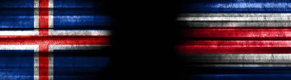 Флаги Исландии Коста Рики Чёрном Фоне — стоковое фото
