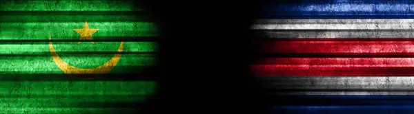 Mauritania Costa Rica Flags Black Background — Stock Photo, Image