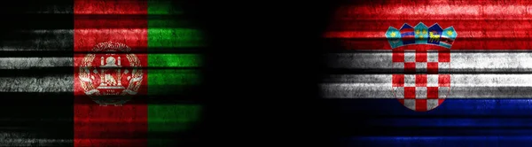 Afganistan Hırvatistan Siyah Arkaplanda Bayraklar — Stok fotoğraf
