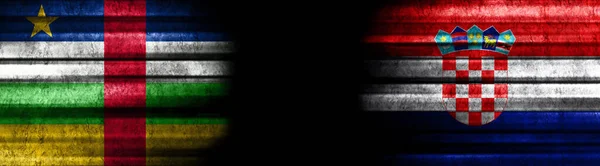 Central African Republic and Croatia Flags on Black Background