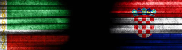 Chechnya and Croatia Flags on Black Background