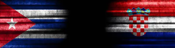 Куба Хорватія Прапори Чорному Тлі — стокове фото