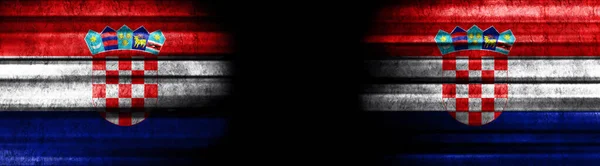 Hırvatistan Hırvatistan Siyah Arkaplanda Bayraklar — Stok fotoğraf
