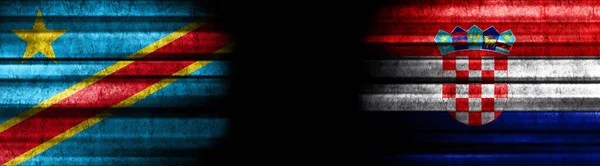 Demokratická Republika Kongo Chorvatsko Vlajky Černém Pozadí — Stock fotografie