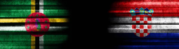 Dominica and Croatia Flags on Black Background