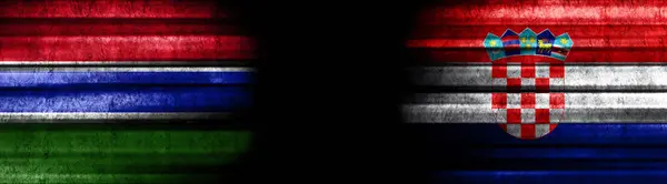 Gambia and Croatia Flags on Black Background