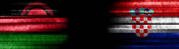 Malawi and Croatia Flags on Black Background
