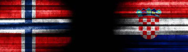 Norway and Croatia Flags on Black Background