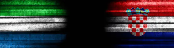 Flaggen Sierra Leones Und Kroatiens Auf Schwarzem Hintergrund — Stockfoto