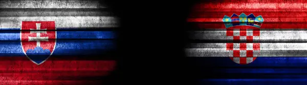 Σημαίες Σλοβακίας Και Κροατίας Μαύρο Φόντο — Φωτογραφία Αρχείου