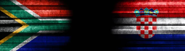 South Africa and Croatia Flags on Black Background